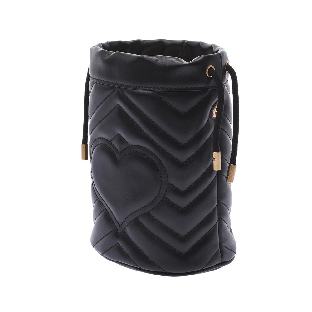Gucci Bag Marmont Black Baguette GG Shoulder Leather